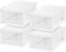 IRIS USA 4 Pack 6qt Plastic Compact Stackable Storage Drawers, Black/White
